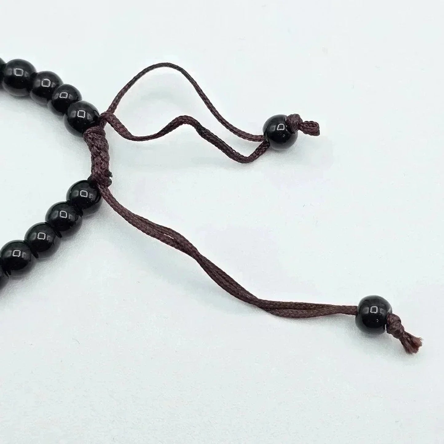 Skull Black Bead Braided Rope Bracelet Adjustable Goth Halloween B5