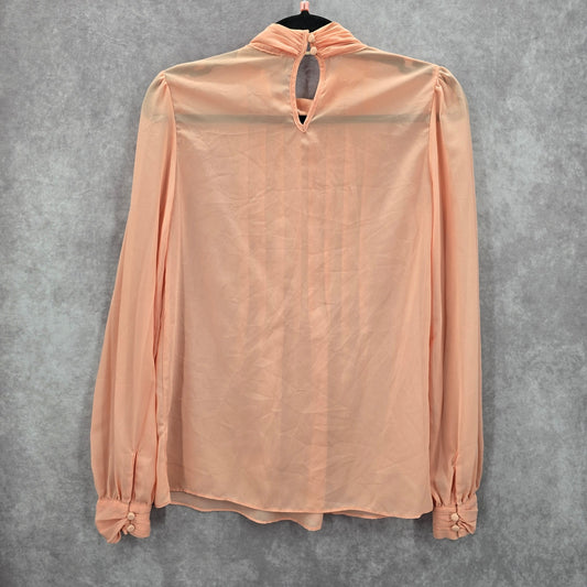 Shop The Trend Peach Sheer Long Sleeve Boho Cottage Lace Top Blouse Small