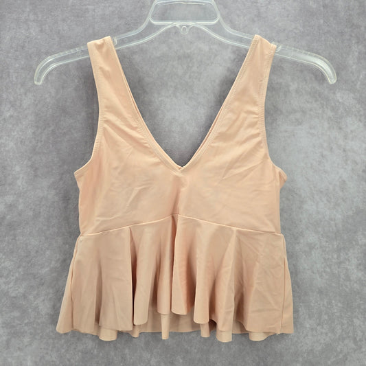 Pink Ruffle Padded Crop Swimwear Tankini Tank Top Medium M