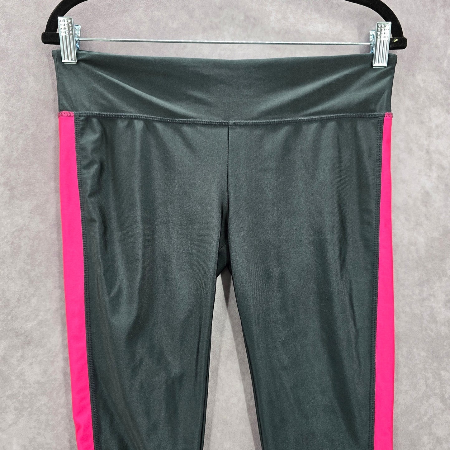 Gray Pink Active Crop Capri Stretch Sports Bottoms Leggings Pants L Large