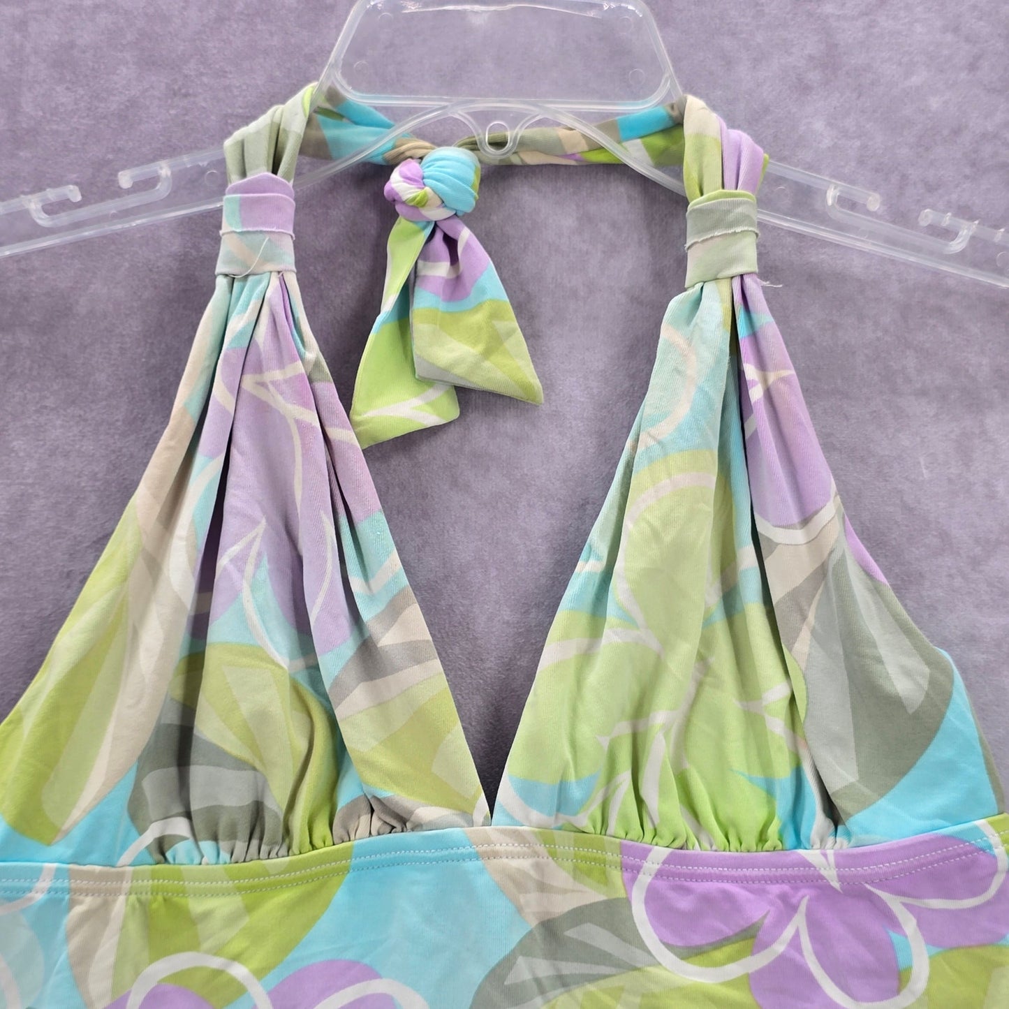 Anne Klein Green Floral Halter Swimwear Tankini Tank Top Medium M 8