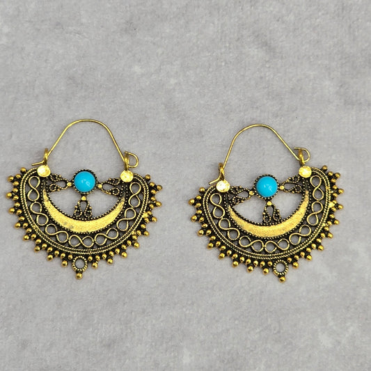 Zara Gold Bohemian Floral Drop Dangle Hook Fashion Jewelry Earrings NWT JB2-87