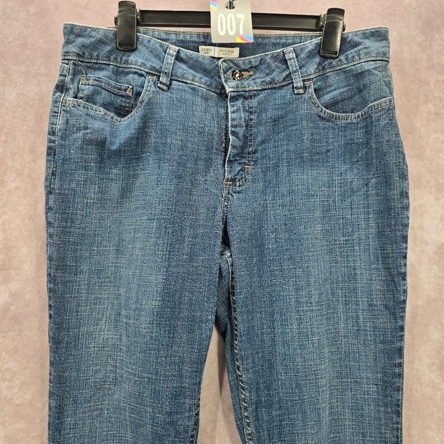 007. Riders By Lee Mid Rise Boot Cut Straight Blue Denim Pants Jeans Size 14M