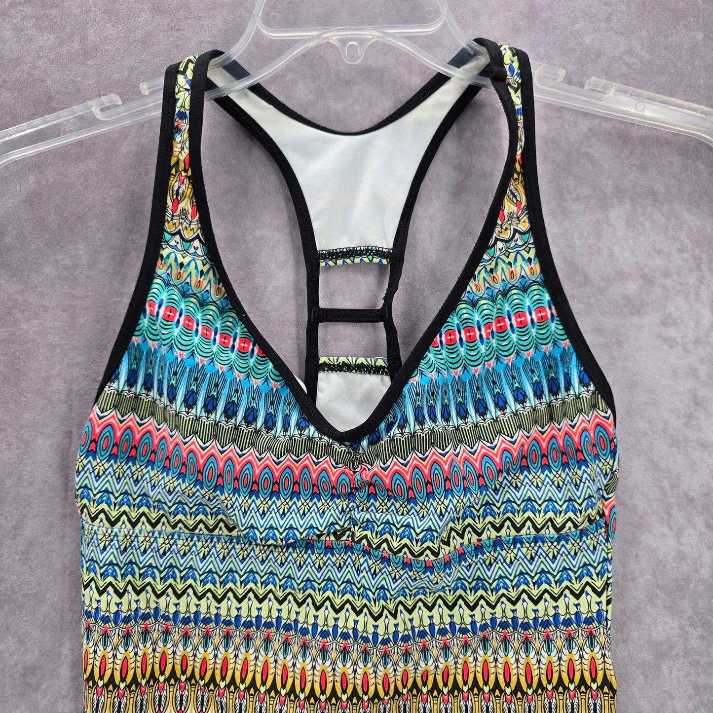 N by Next Blue Print Racerback Padded Swimwear Tankini Tank Top Small 32 B/C