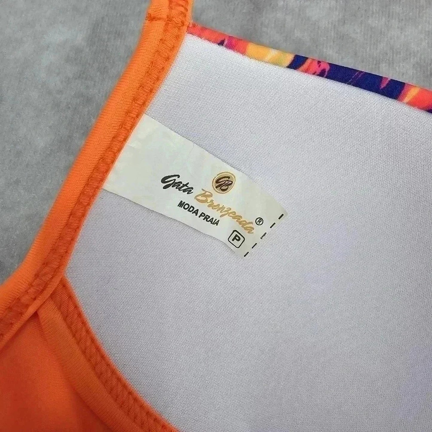Gata Brenzeada Orange Bikini Top Halter Tie Swimwear Padded Swimsuit Small