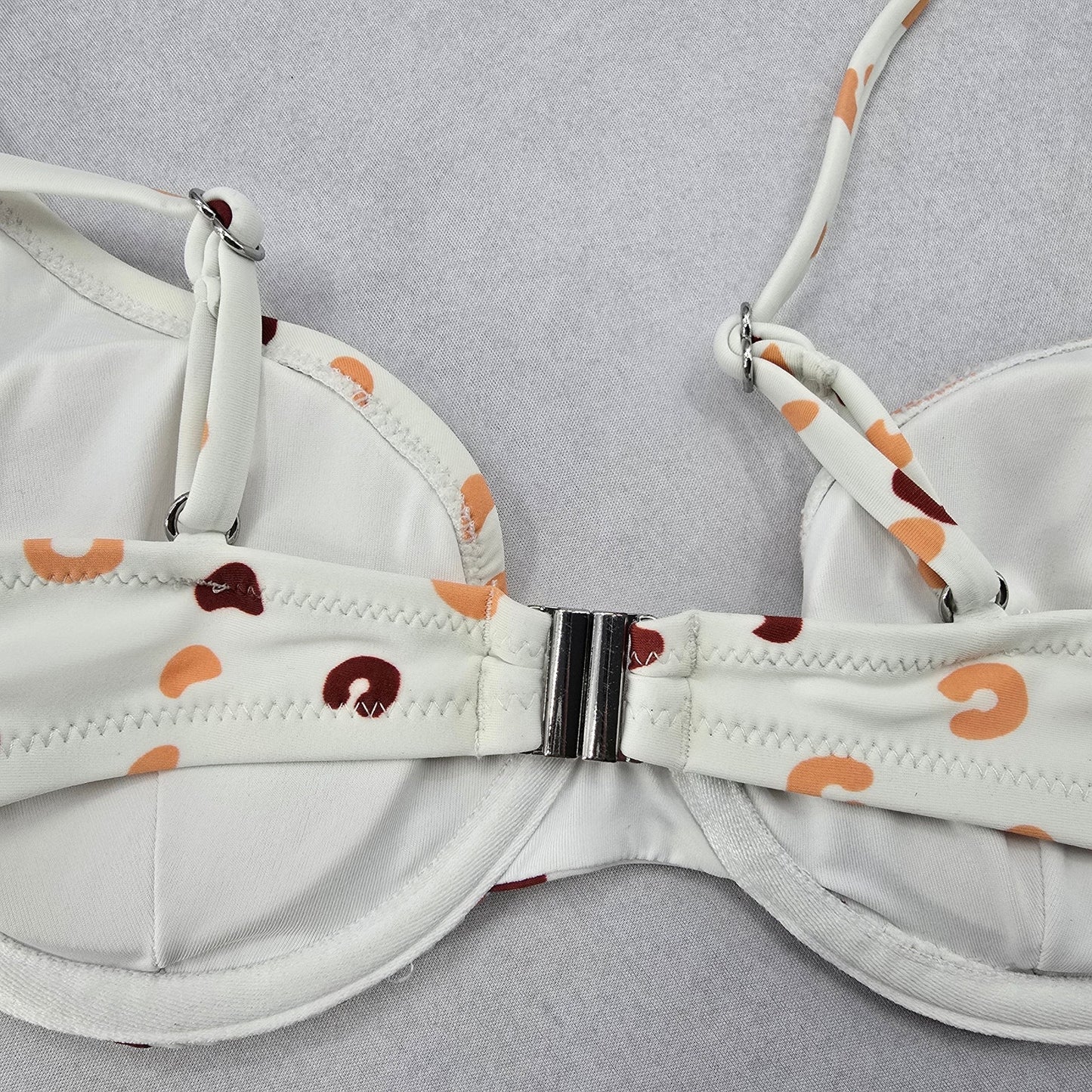 White Print Padded Sports Active Bra Beach Bikini Bralette Swim Top S Small