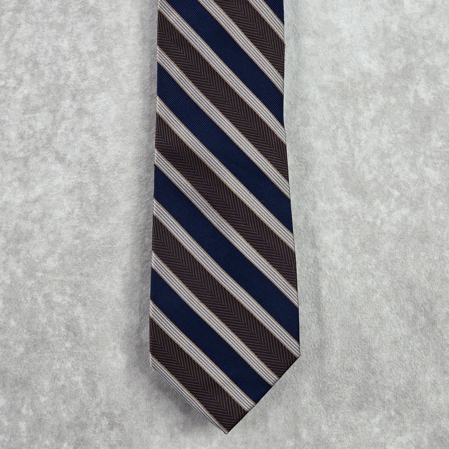 Jos. A. Bank Striped Brown Blue Repp Geometric Executive Silk Neck Tie Men's