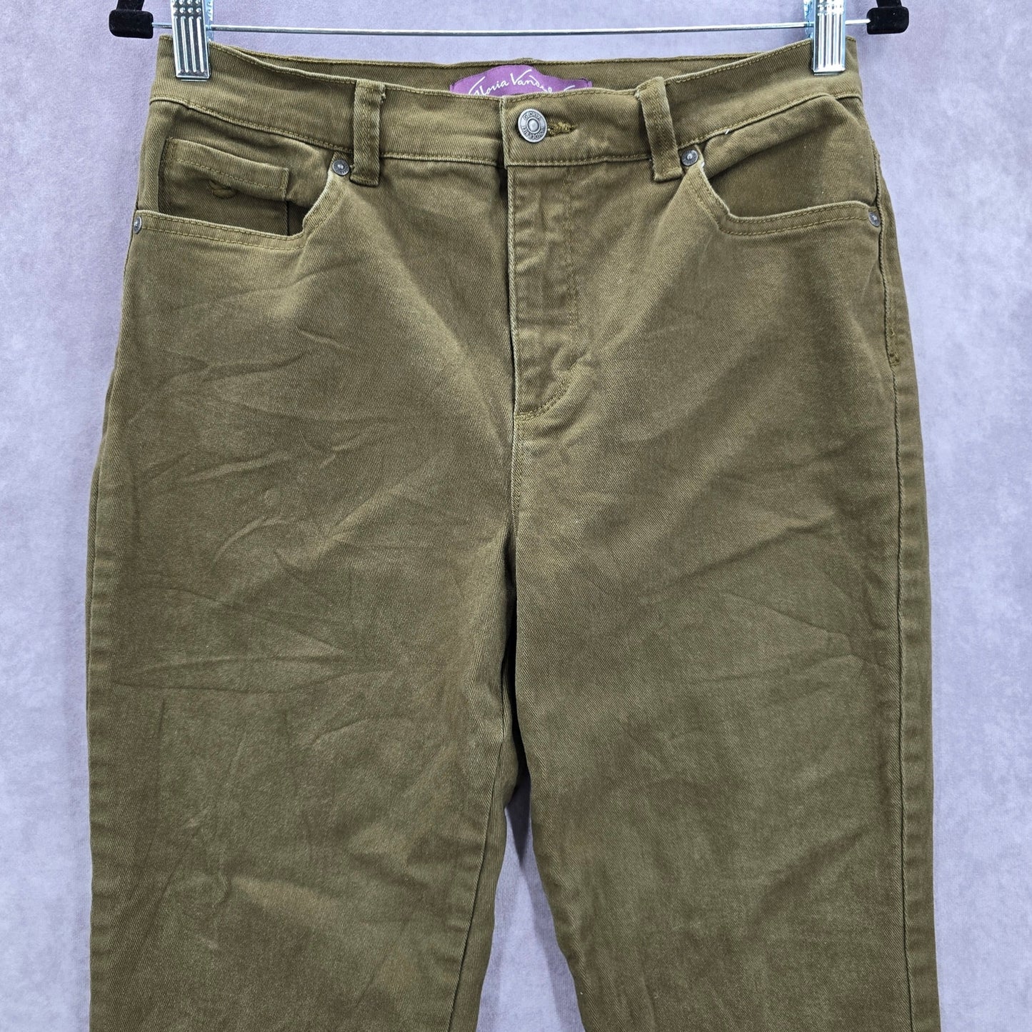 Gloria Vanderbilt Green Straight Taper Denim Short Jeans Cotton Bottom Pants 10S