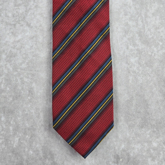 Daniel De Fasson Studio Red Blue Stripe Plaid 100% Silk Men's Neck Tie NWOT