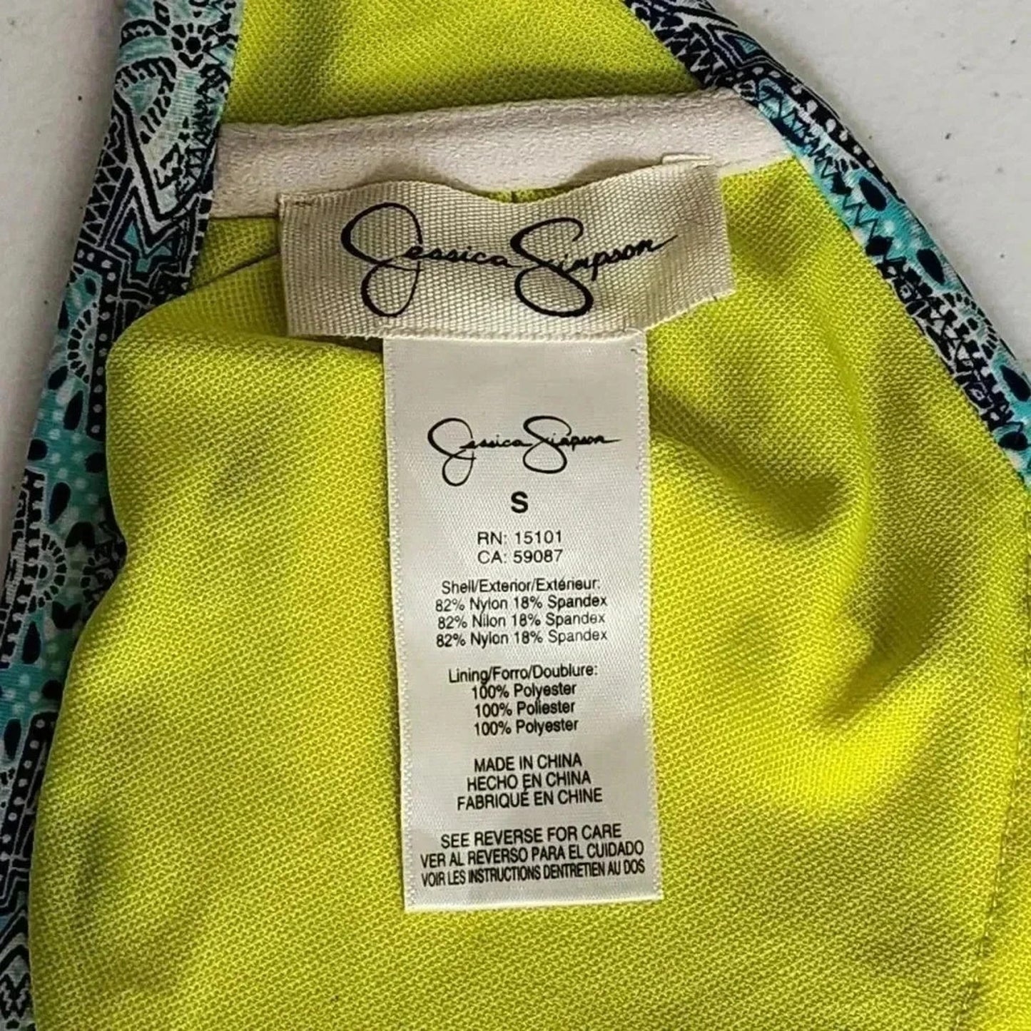 Jessica Simpson Bikini Top Swimwear Swim Suit Top Blue Green Padded Bra Small