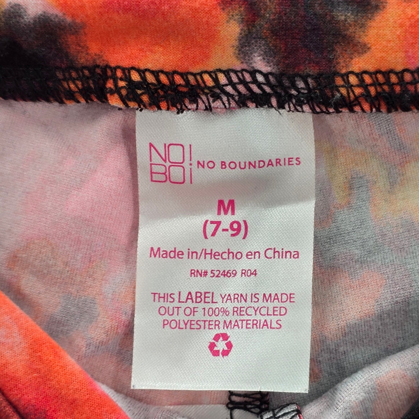 No Boundaries Orange Pink Tie Dye Stretch Skinny Junior Ankle Legging M Medium