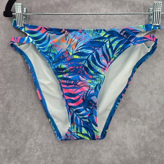 Sand Castle Blue Floral Print Bikini Bottoms Swimwear Medium