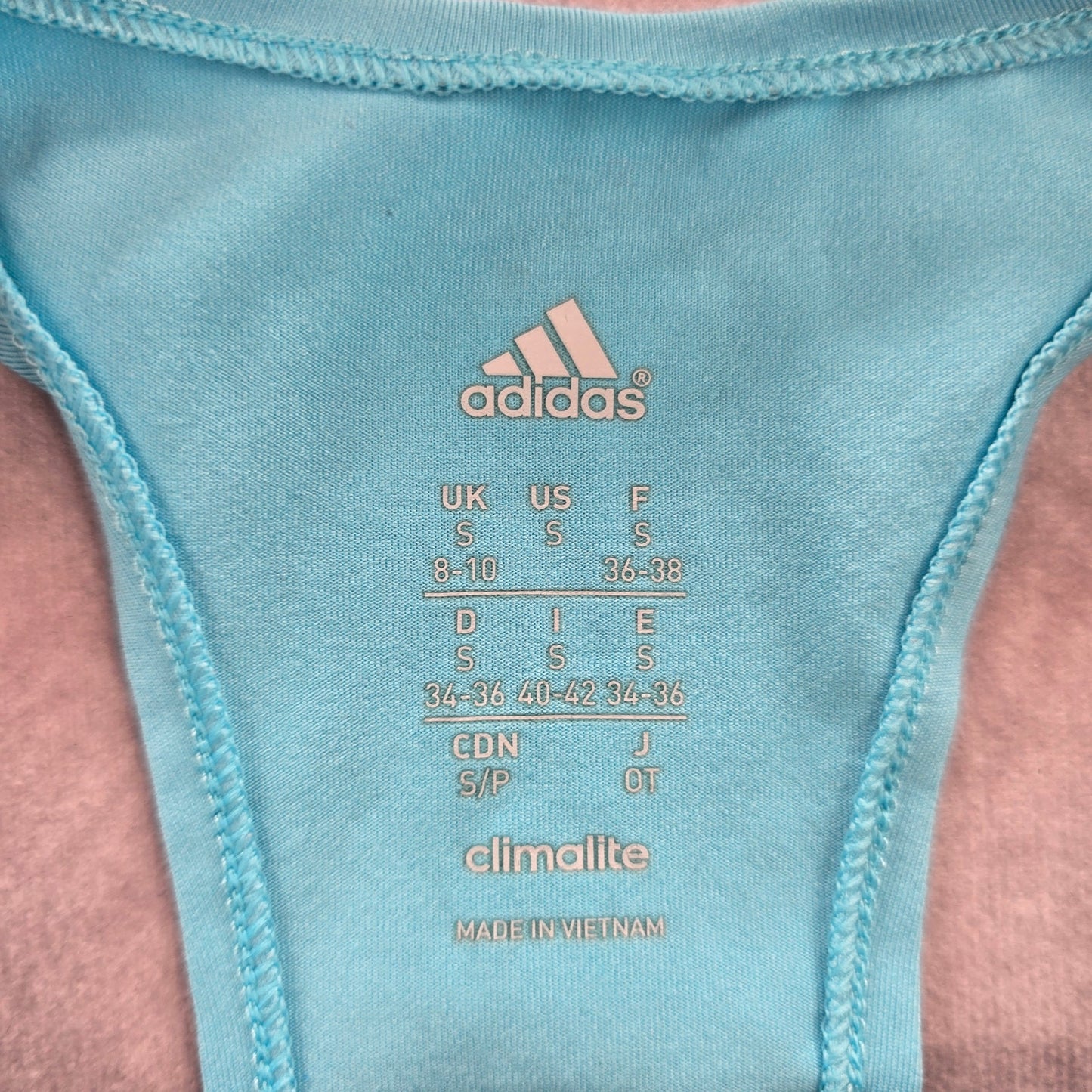 Adidas Blue Racerback Active Stripe Athletic Sports Tank Top Small