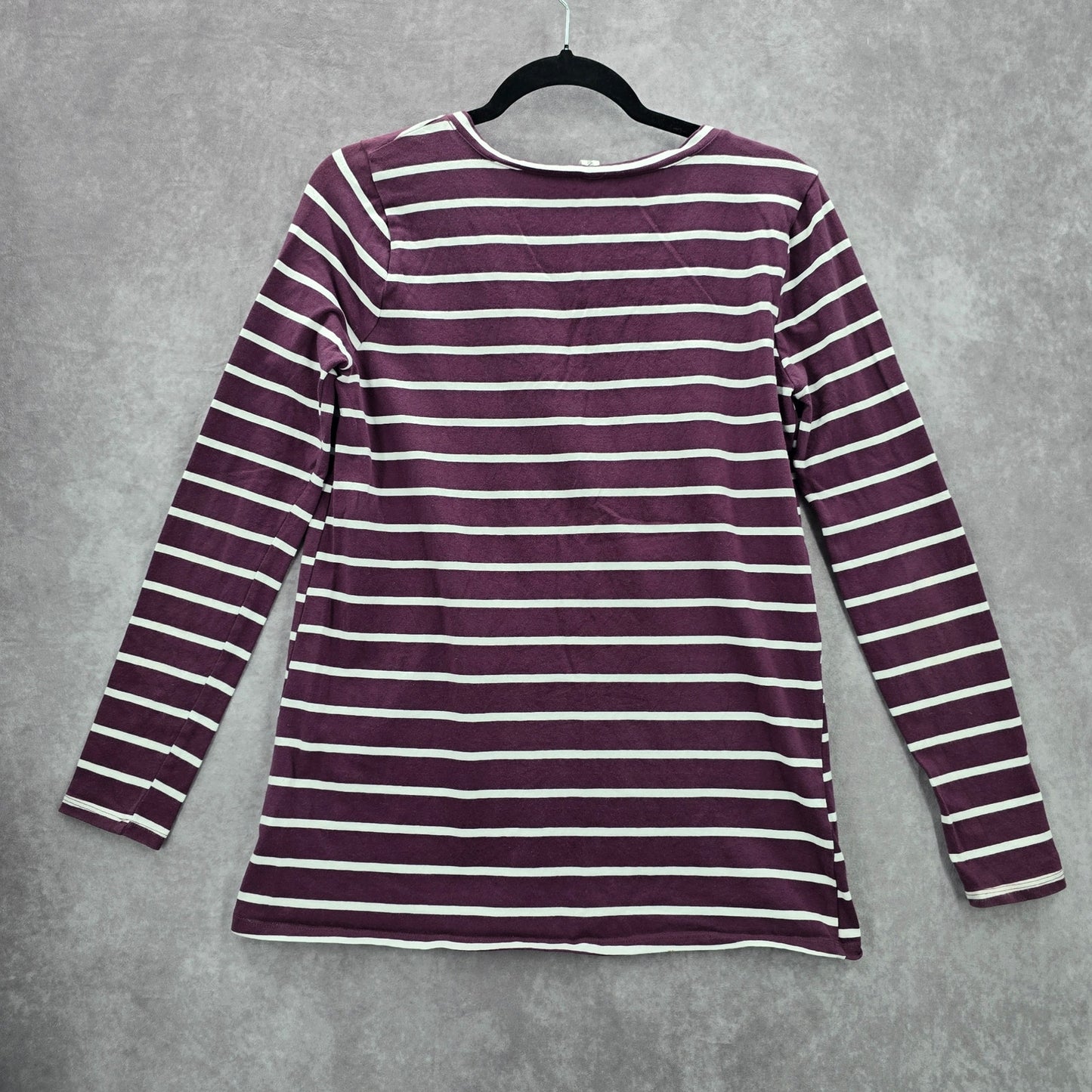 Zenana Outfitters Purple Long Sleeve Stripe Y2K Retro Cotton Blouse Top Medium