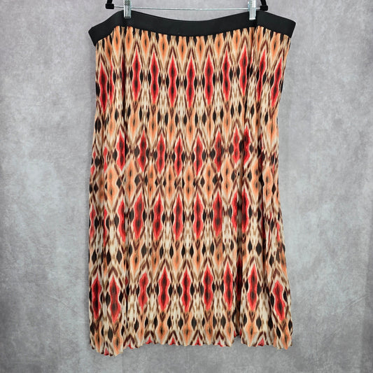 Ruby Rd Pink Multi Color Midi Long Bohemian Pleated Pattern Skirt Plus Size 24W