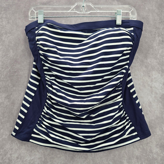 Lands End Blue White Stripe Tube Padded Swimwear Tankini Tank Top Medium M 10