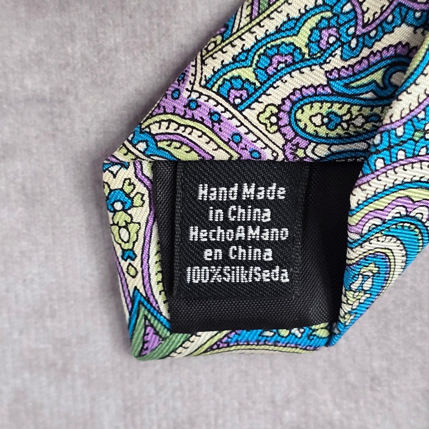 Stafford Essentials Green Purple Floral Paisley Executive Silk Neck Tie Men's
