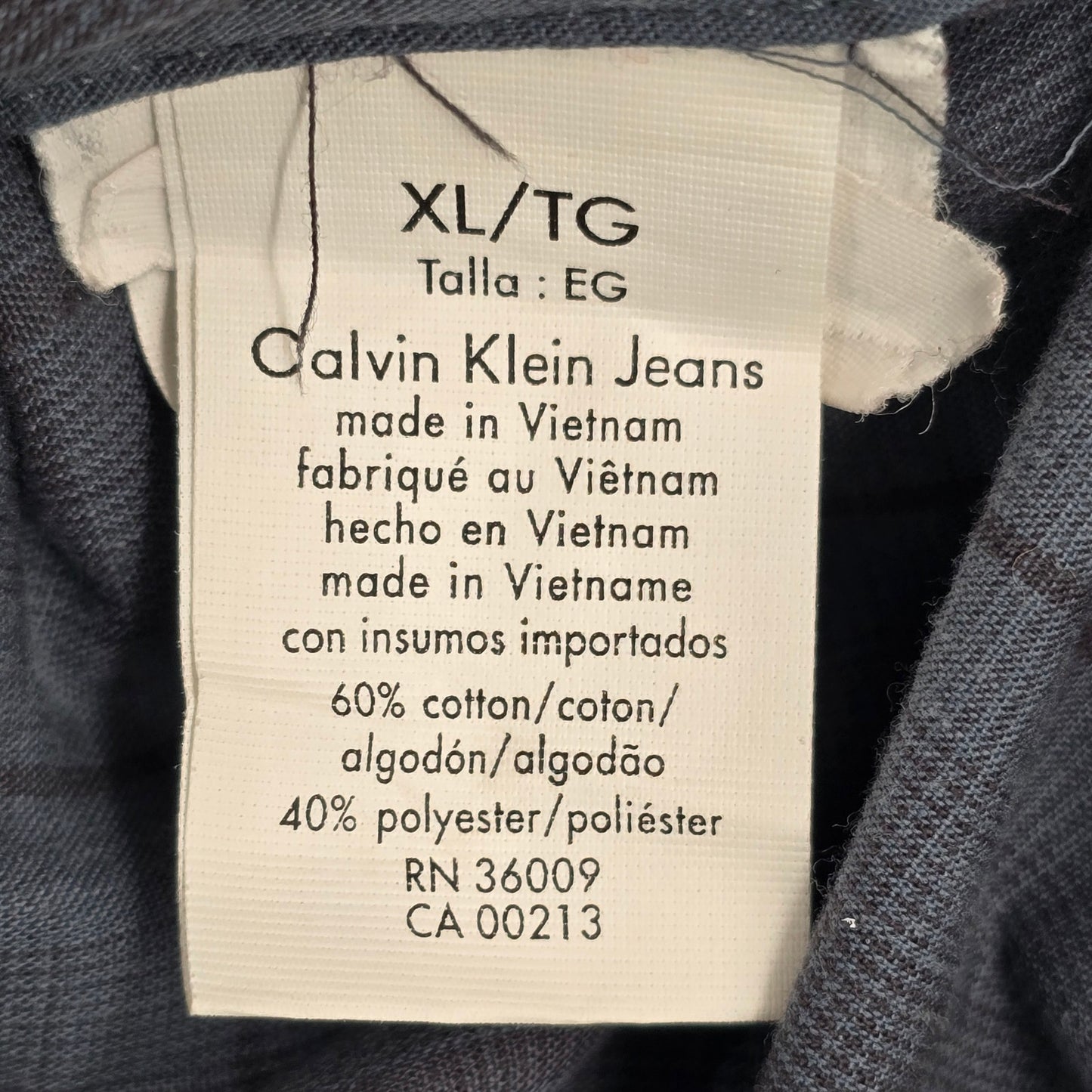 Calvin Klein One Jeans Blue Plaid Button Down Long Sleeve Work Casual Shirt XL