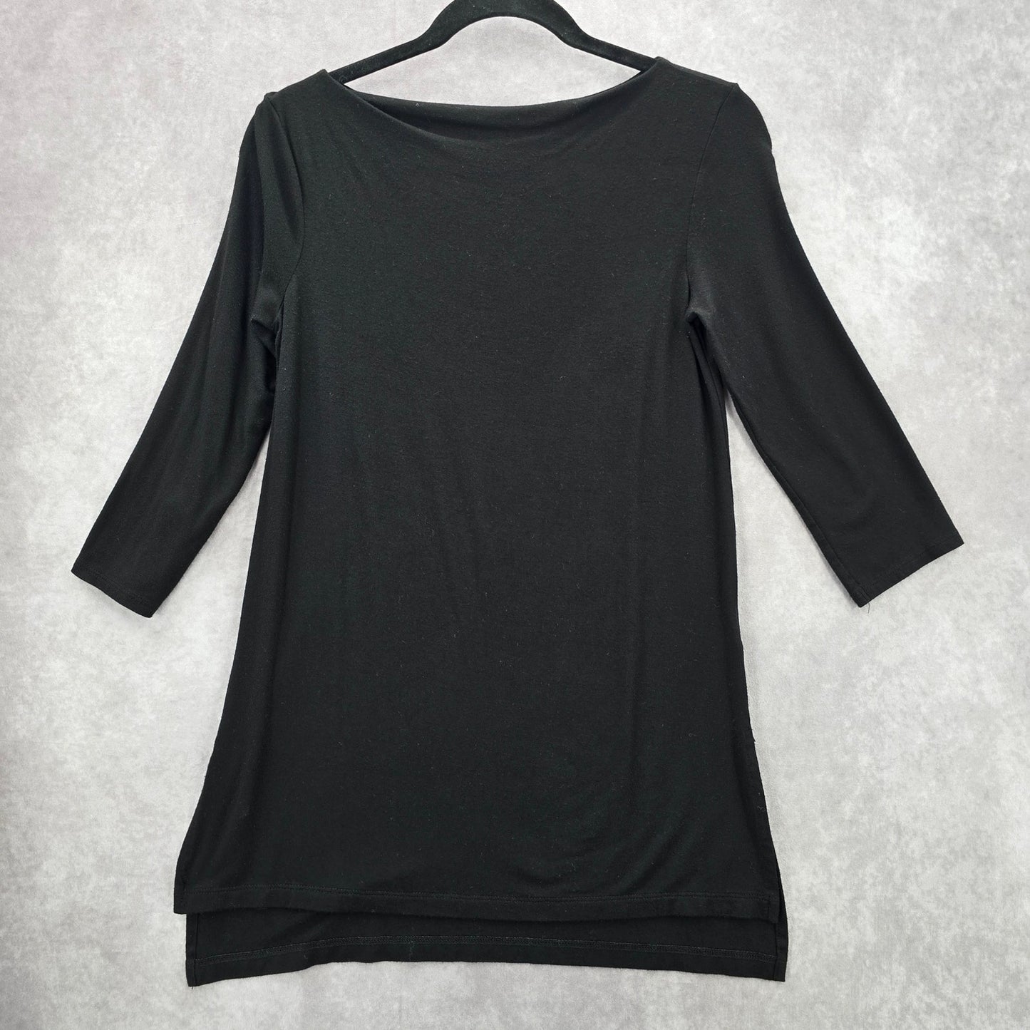 Willi Smith Black Long Slit Stretch Goth Blouse Retro Top Extra Small XS