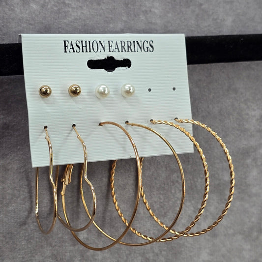 Gold Pearl Hoop Stud Swirl Heart Dangle Fashion Jewelry Earrings NWT JB2-24