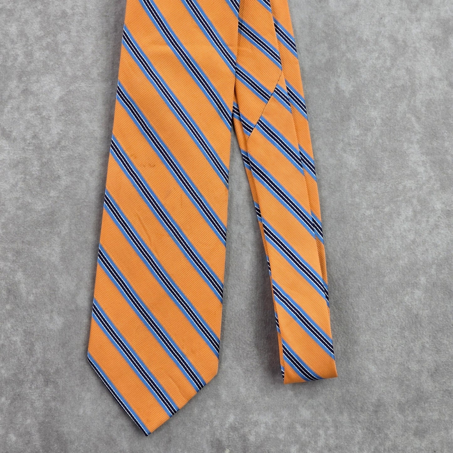 Nautica Orange Blue White Stripe 100% Silk Men's Neck Tie