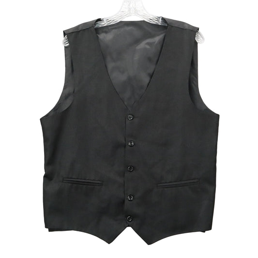 Black 5 Button Welt Pocket Point Waistcoat Formal Preppy Tuxedo Suit Vest L 44R