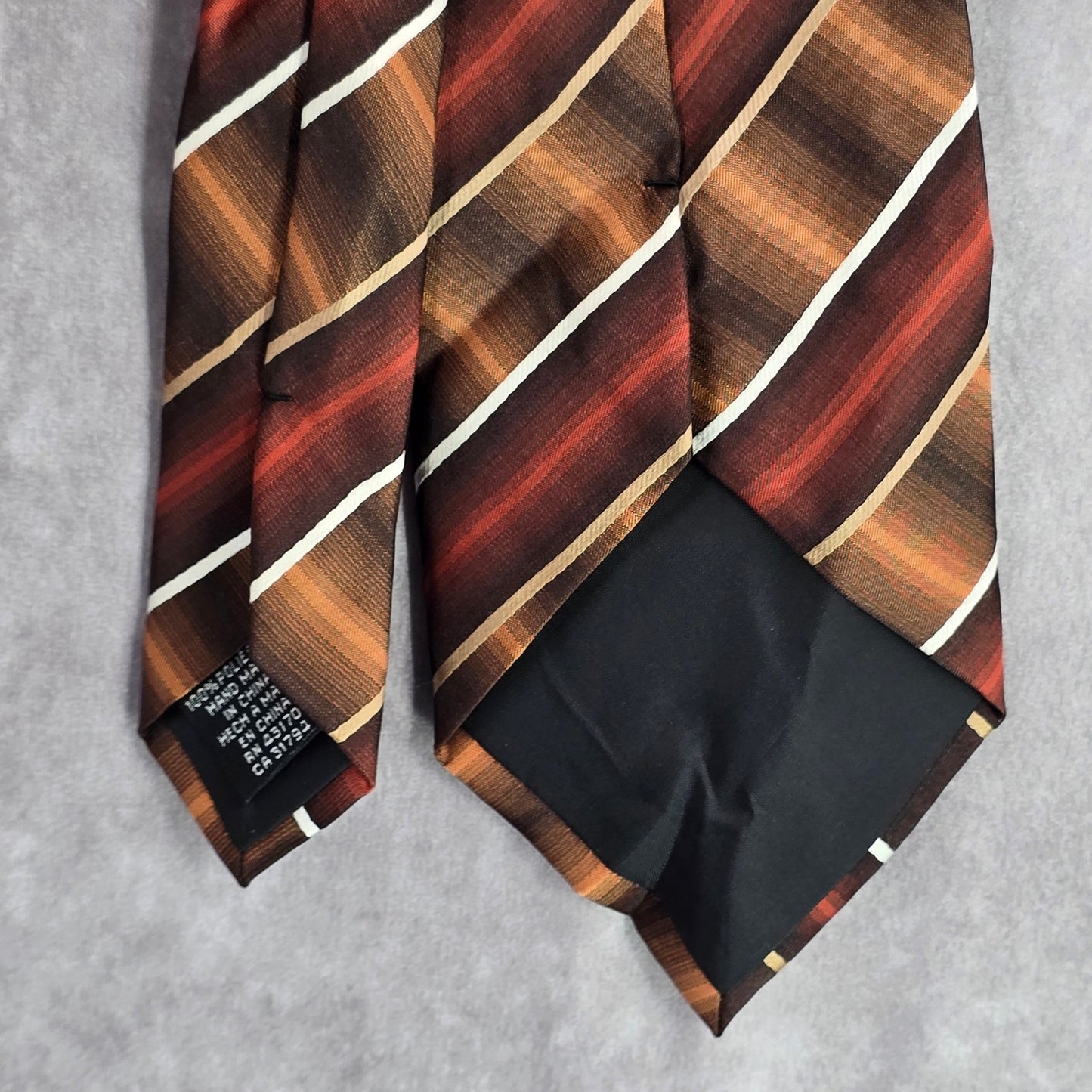 Stafford Essentials Brown Orange Stripe 100% Executive Corporate Mens Neck Tie