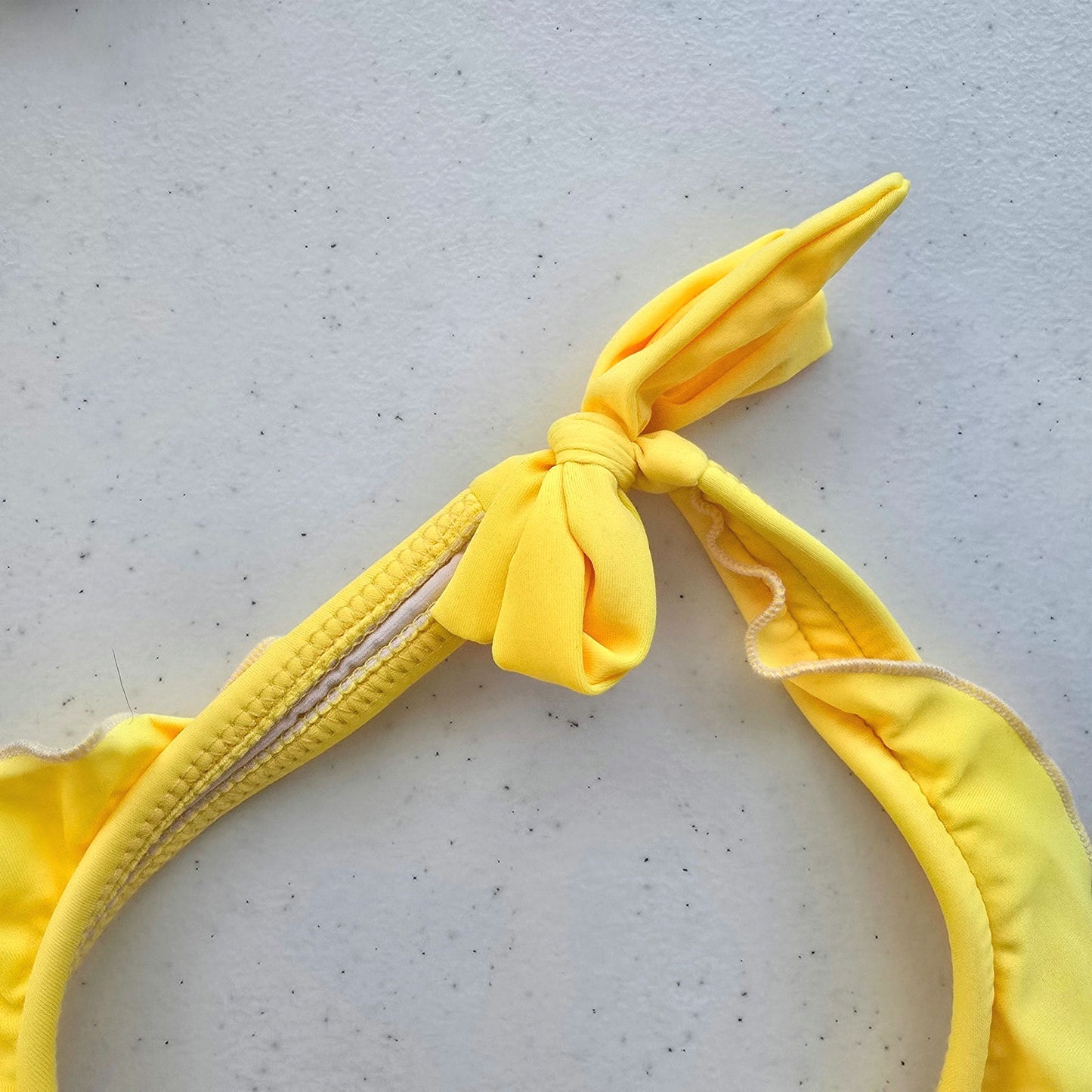 Old Navy Yellow Halter Tie String Ruffle Triangle Bikini Top Swimwear 1XL