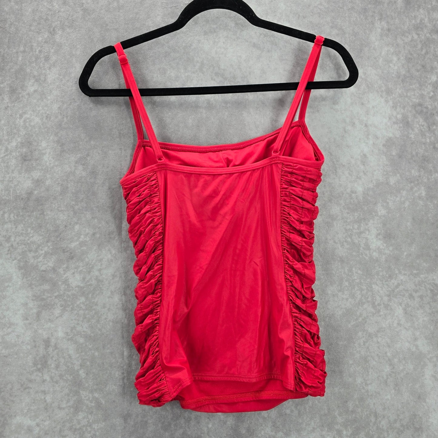 DKNY Red Scrunch Ruched Padded Swimwear Tankini Tank Top S Small