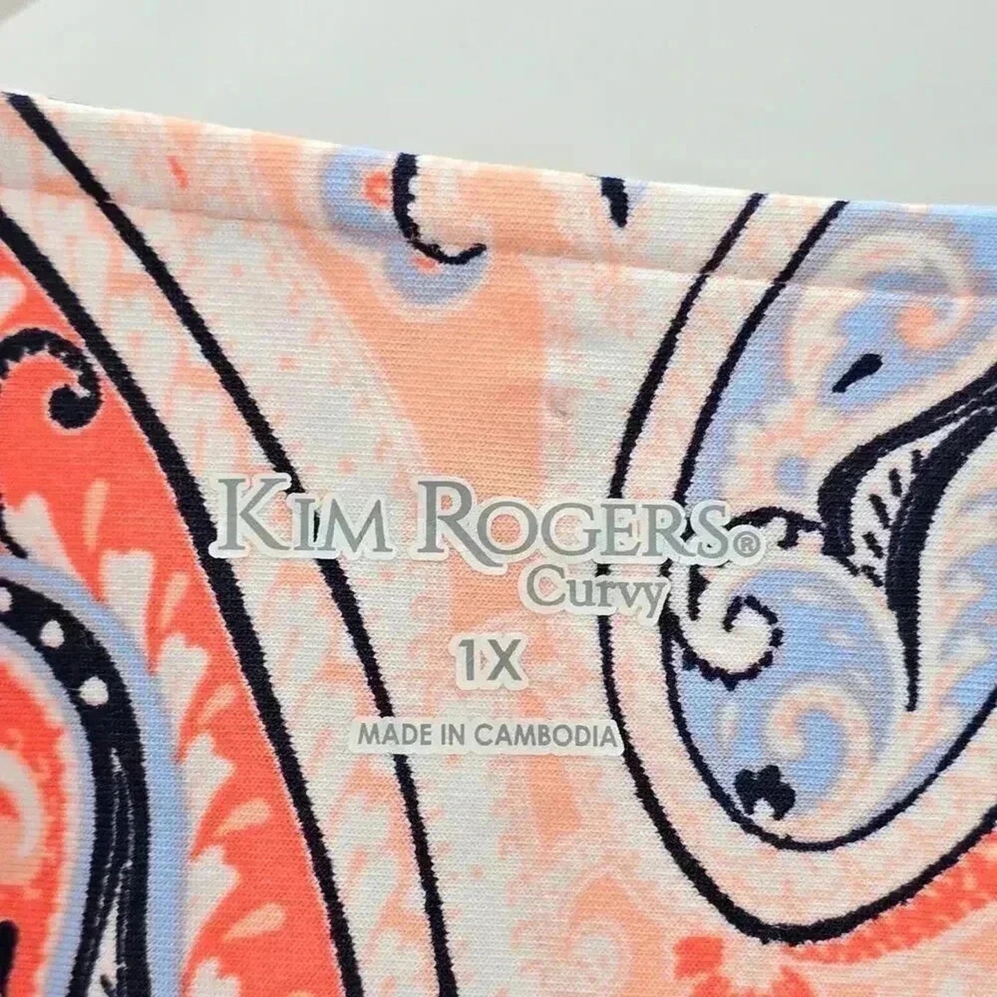 Kim Rogers Pink Floral Short Sleeve Paisley Knee Length Dress Curvy Plus 1XL