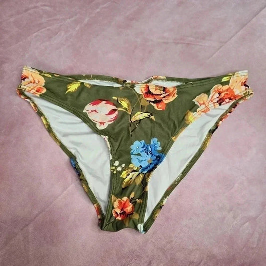 Cupshe Green Floral Bikini Bottom Swimwear Size Large