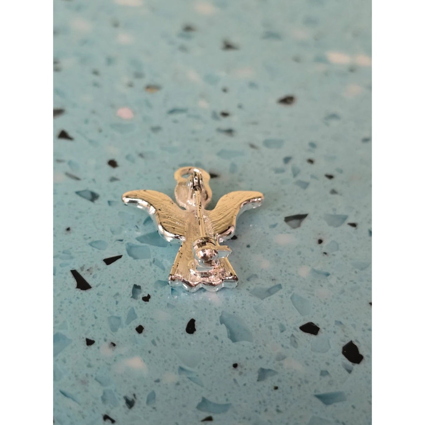 Silver Angel with Red Stone Brooch Pin