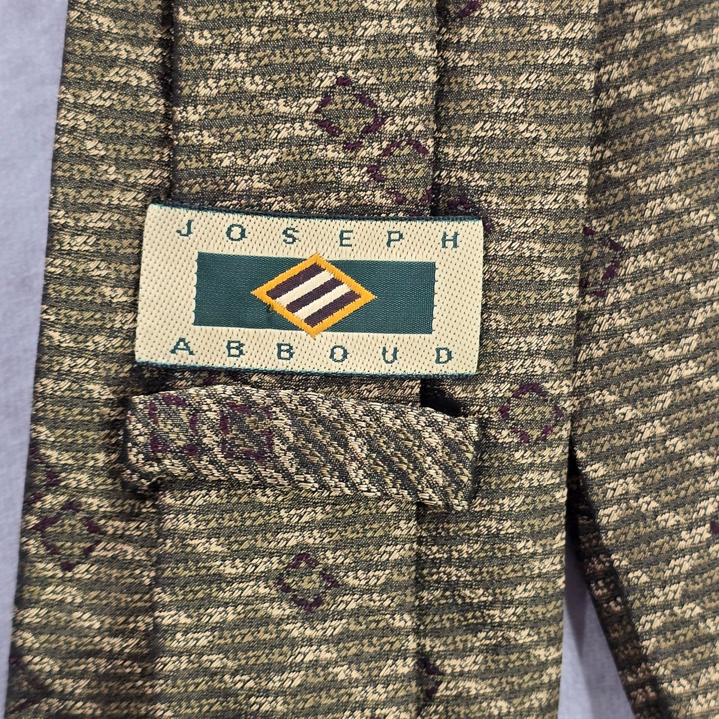 Joseph Abboud Brown Gold Plaid Geometric Executive Stripe Italy Men's Neck Tie