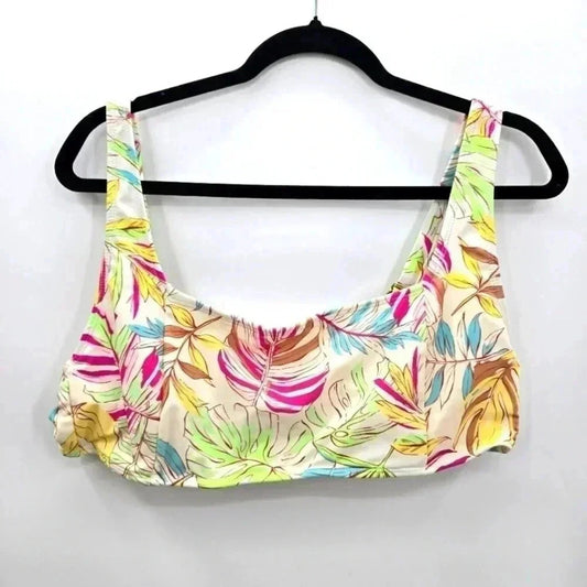No Boundaries Cream Floral Tropical Bikini Top Swimwear XL