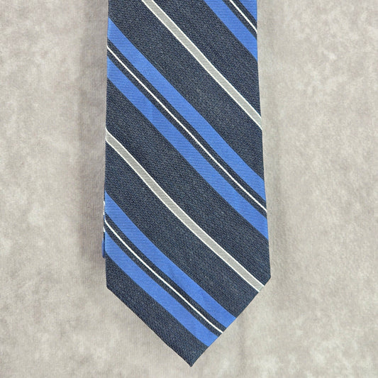 Stafford Navy Blue Silver Stripe Repp Geometric Executive Men's Neck Tie