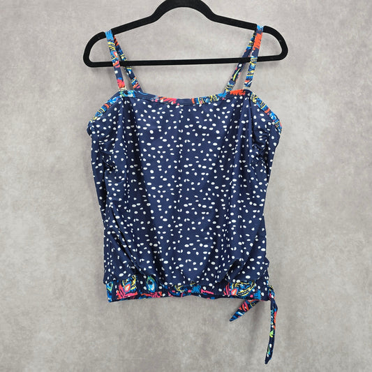 081. Blue Polka Dot Tank Top Padded Tankini Swimwear XL Extra Large