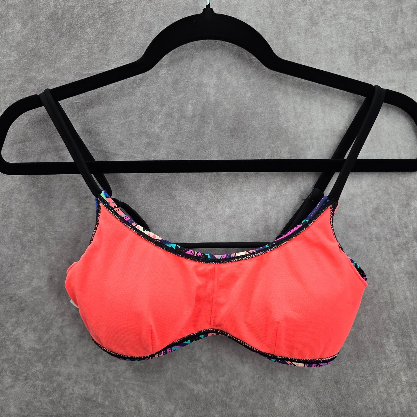 Xhilaration Black Geometric Boho Y2K Padded Adjustable Strap Bikini Top Small
