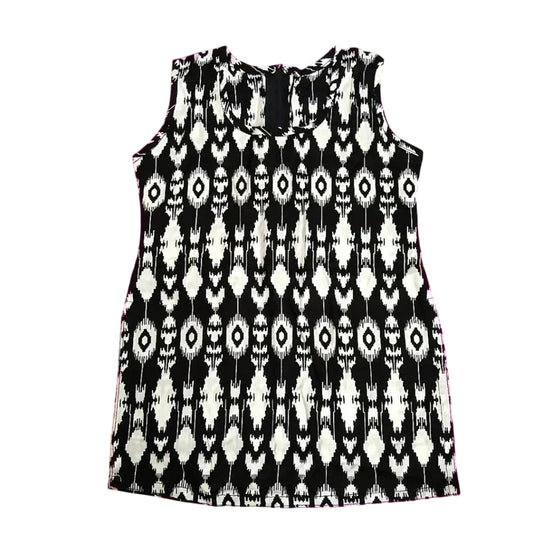 Black White Printed Feather Print Sleeveless Tunic Top Zipper Girls Toddler 2T