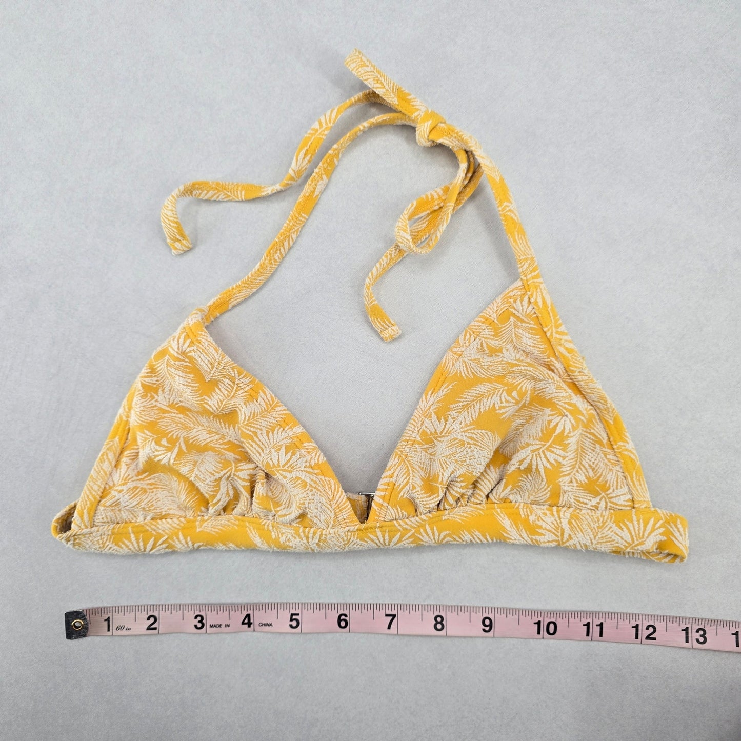 Xhilaration Yellow Tropical Boho Tie Swim Sports Bra Beach Bikini Top M Medium