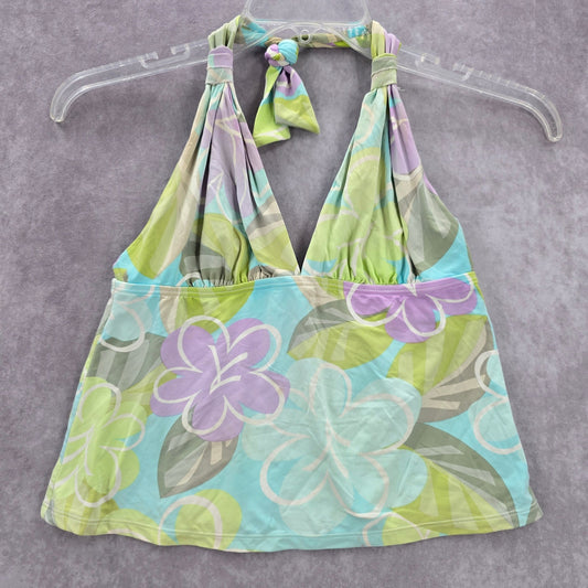 Anne Klein Green Floral Halter Swimwear Tankini Tank Top Medium M 8