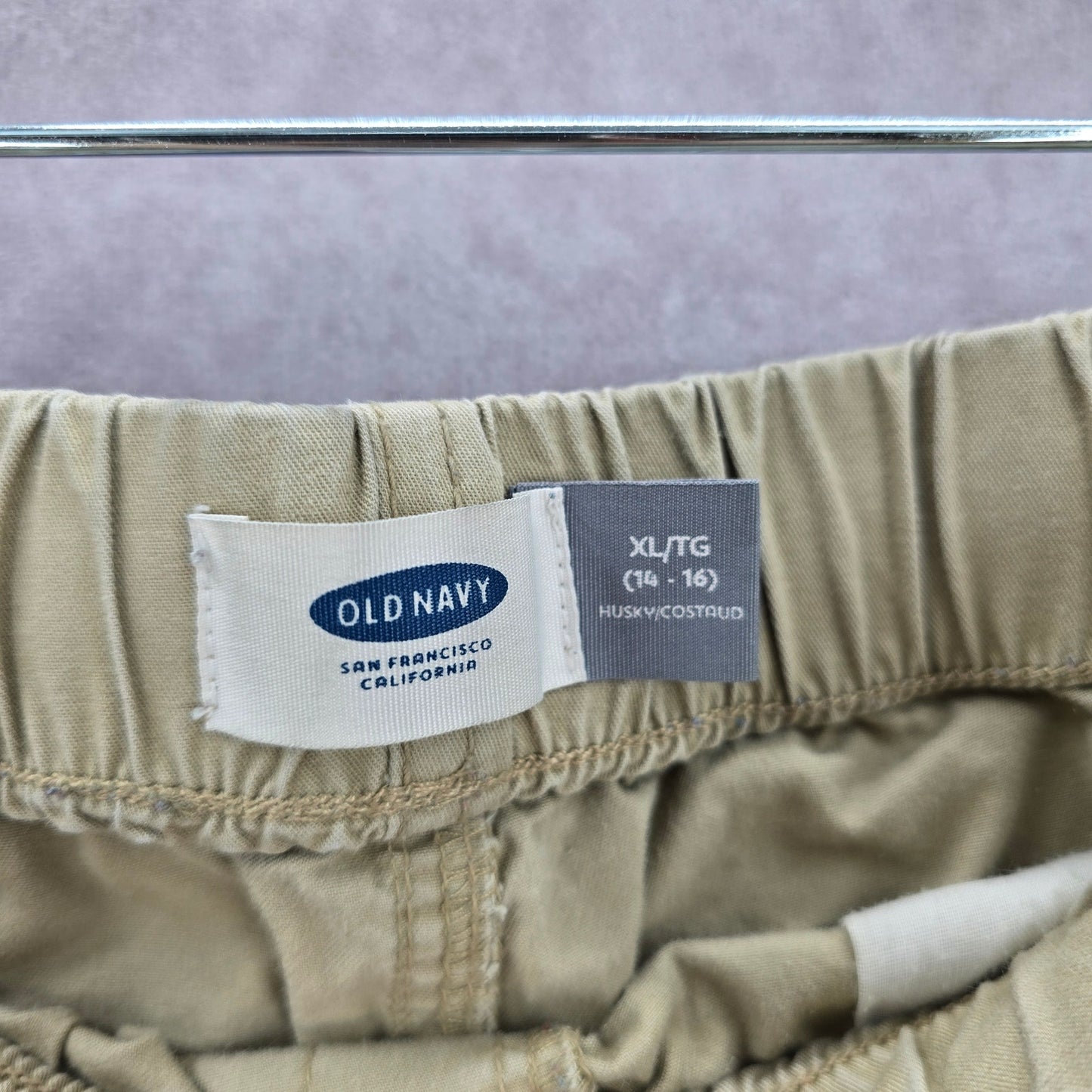 Old Navy Khaki Tan Husky Pullon Bermuda Junior Bottoms Pants Shorts XL 14 16