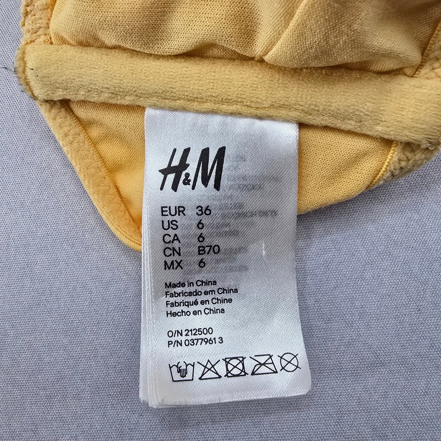 H&M Yellow Lace Crochet Eyelet Halter Tie Padded Bikini Bralette Swim Top 6
