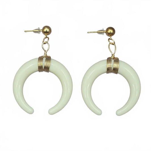 White Gold Half Circle Moon Crescent Drop Dangle Earring Fashion Jewelry JB1-06