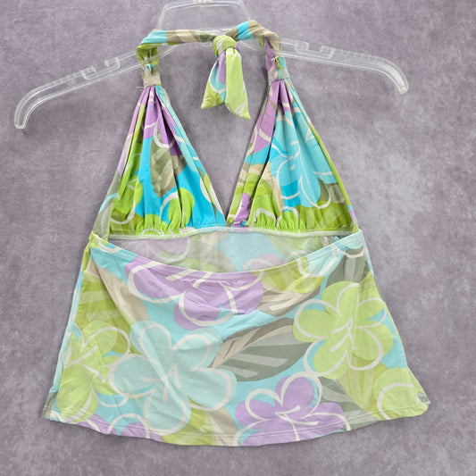 Anne Klein Green Floral Halter Swimwear Tankini Tank Top Medium M 8