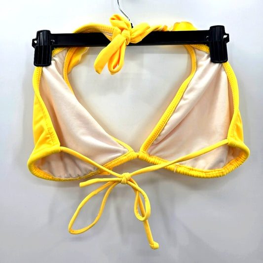Old Navy Yellow Halter Tie String Ruffle Triangle Bikini Top Swimwear 1XL