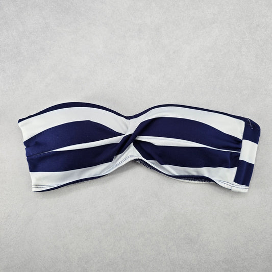 Mossimo Blue Stripe Bandeau Padded Sports Beach Bikini Bralette Swim Top S Small