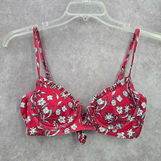 Shein Red Flower Bikini Top Swimwear Swimsuit Bathing Suit Small