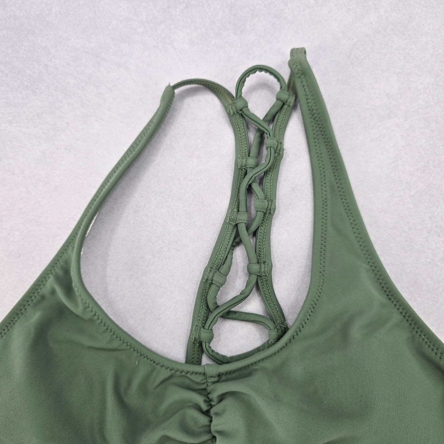 Green Crisscross Sports Bra Beach Padded Bikini Bralette Swim Top S Small