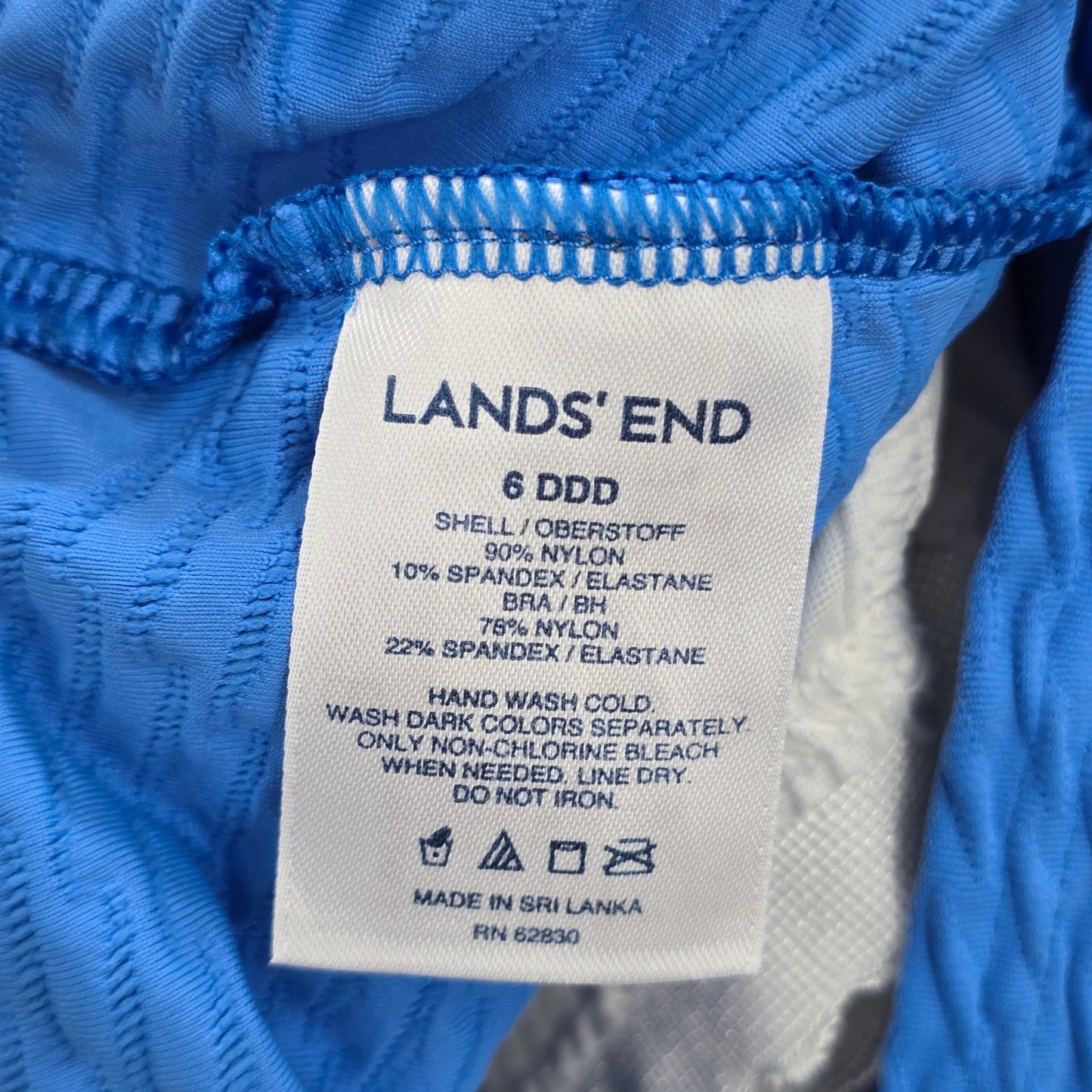 Lands' End Blue Racerback Padded Swimwear Tankini Top S Small 6