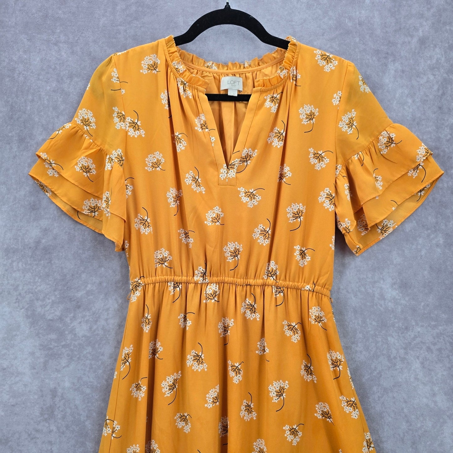 Ann Taylor Loft Yellow Floral Flare Flirt Knee Length Extra Small XS